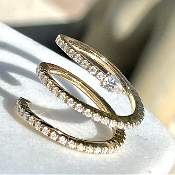 14k Gold Moissanite Snake Dragon Ring - Picture 3 of 17